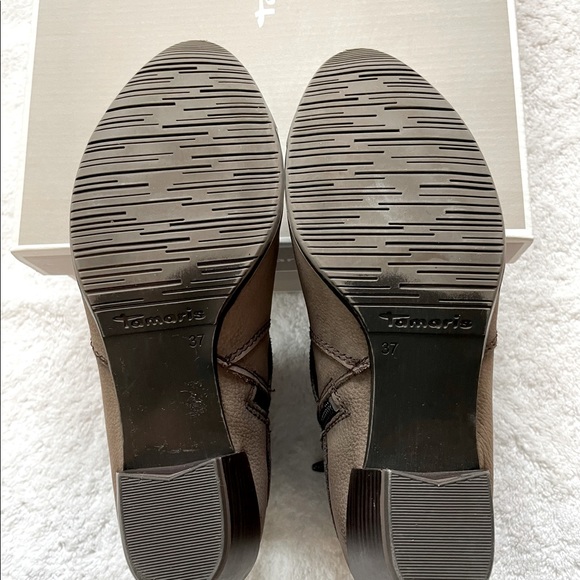 Tamaris Designer Leather Boots Size 37 (6 1/2) Brown; Never Worn NWT - Picture 5 of 10